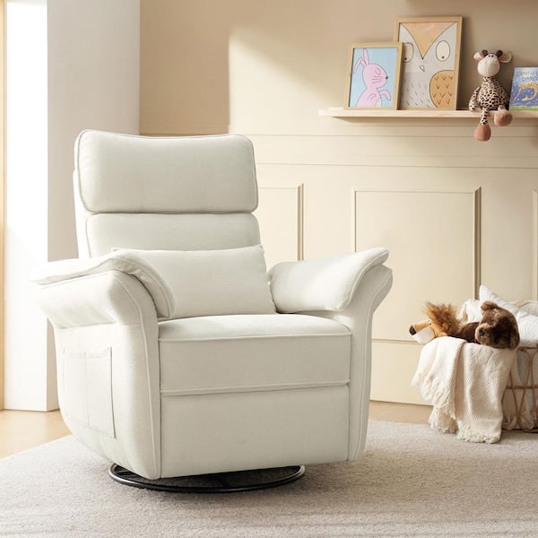 Enos White Powered Full-Motion Reclinder with USB Storage Lumbar Support Adjustable Armrest and Headrest