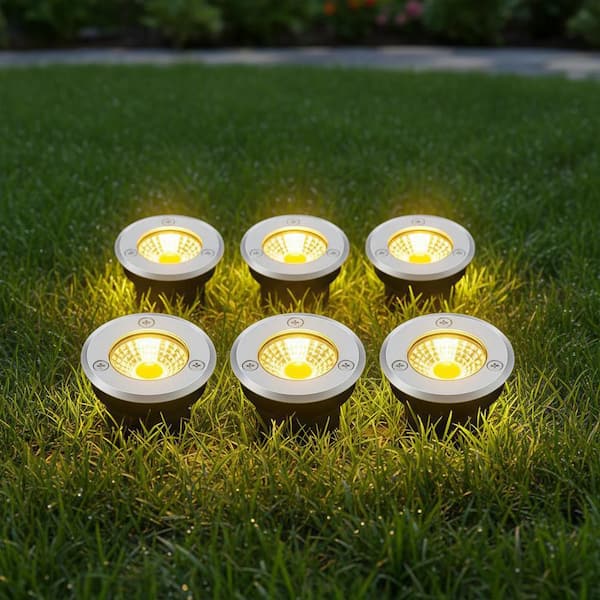 300 Lumens Black 12V RGB Low Voltage Waterproof Integrated LED Spotlight,Pathway Lights with Dusk to Dawn Sensor, 6-Pack