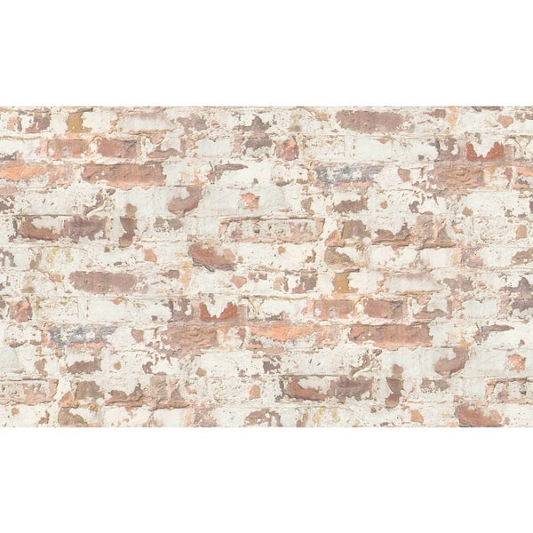Unbranded Bricks and More Collection Red/White Distressed Industrial Brick Matte Finish Vinyl NonWoven Non-Pasted Wallpaper Sample