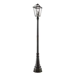 Talbot 104 in. 3-Light Oil Rubbed Bronze Metal Hardwired Outdoor Weather Resistant Post Light Set with No Bulb included