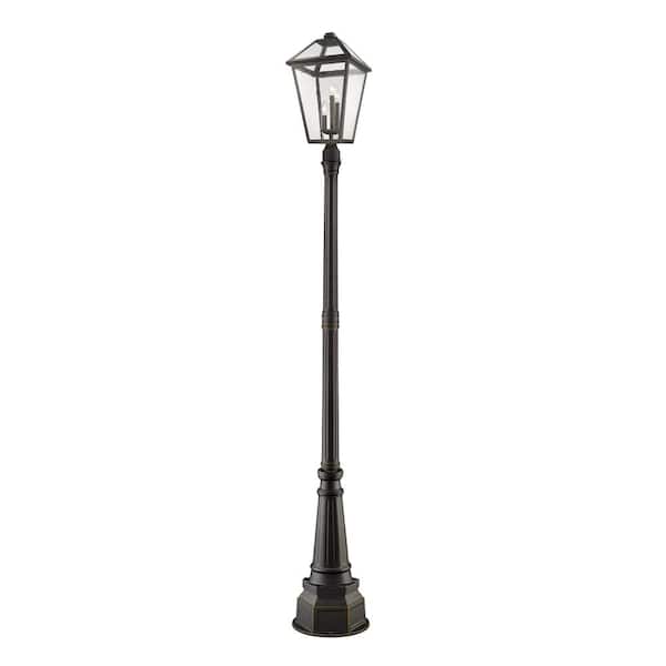 Unbranded Talbot 104 in. 3-Light Oil Rubbed Bronze Metal Hardwired Outdoor Weather Resistant Post Light Set with No Bulb included