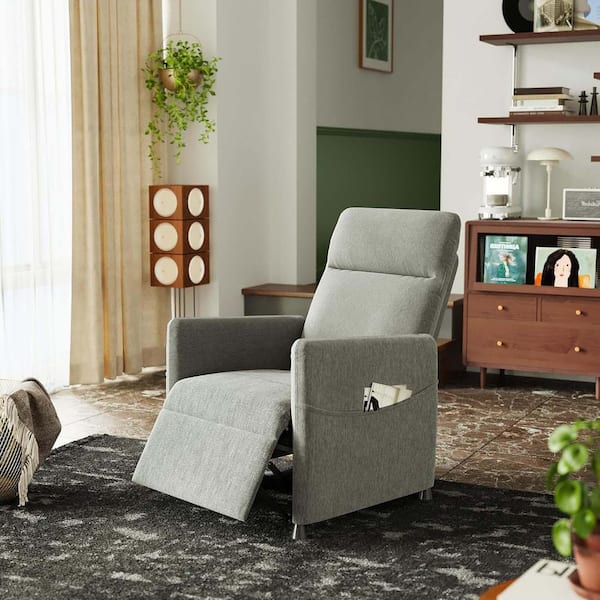 Unbranded Light Grey Fabric Electric Recliner Chair Power Recliner Chairs Reclining Sofa Chair with Footrest for Home Theater