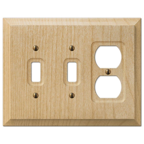 AMERELLE Cabin 3 Gang 2-Toggle and 1-Duplex Wood Wall Plate - Unfinished