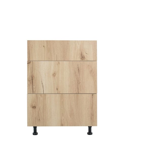 Cambridge Radiance 18 in. W x 24 in. D x 34.50 in. H Ready to Assemble Slab Drawer Base Kitchen Cabinet in Light Oak