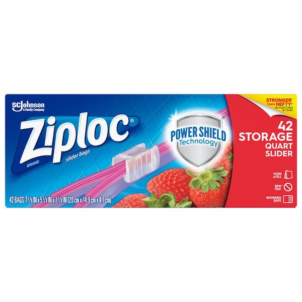 Ziploc Plastic Slider Storage Bags Quart (42-Pieces)