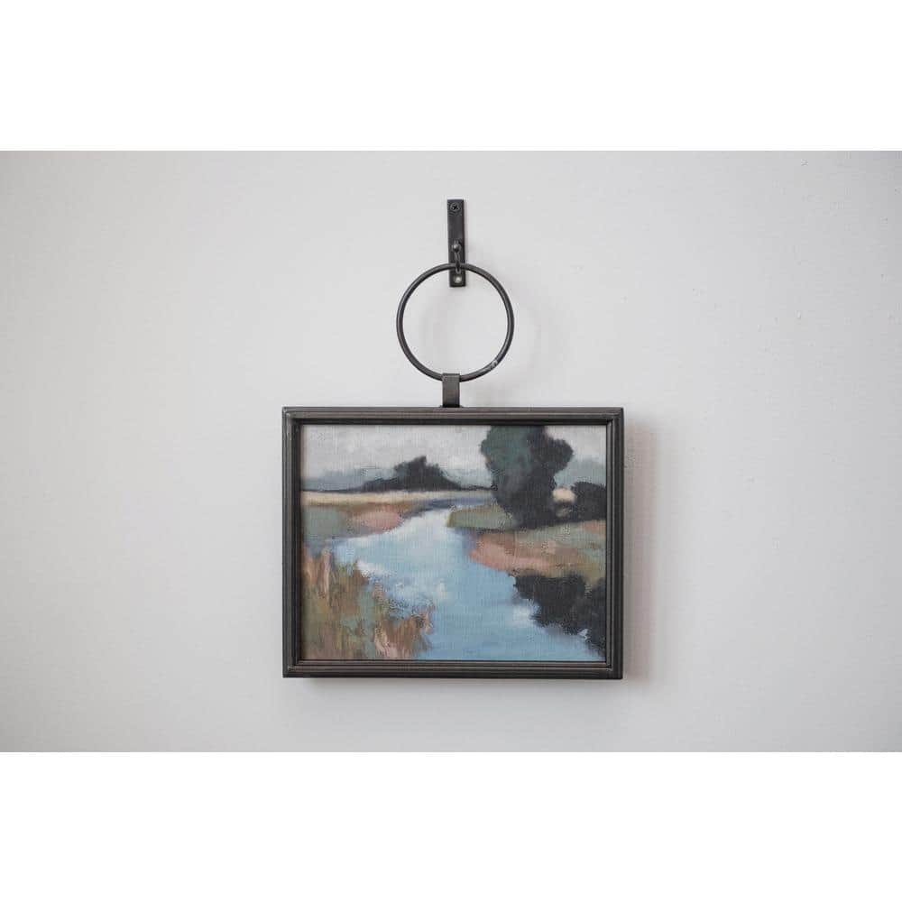 Metal and Wood Framed Multicolor Landscape Canvas Wall Art
