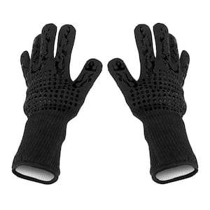 Black Heat Resistant 1472°F Carbon Fiber Anti-slip BBQ Grilling Gloves