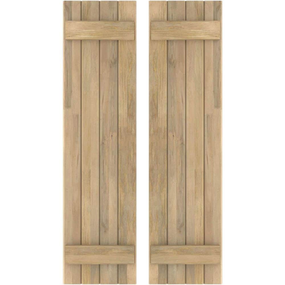 14 in. W x 70 in. H Americraft 4 Board Exterior Real Wood Joined Board and Batten Shutters Unfinished price history on PriceWatchPro