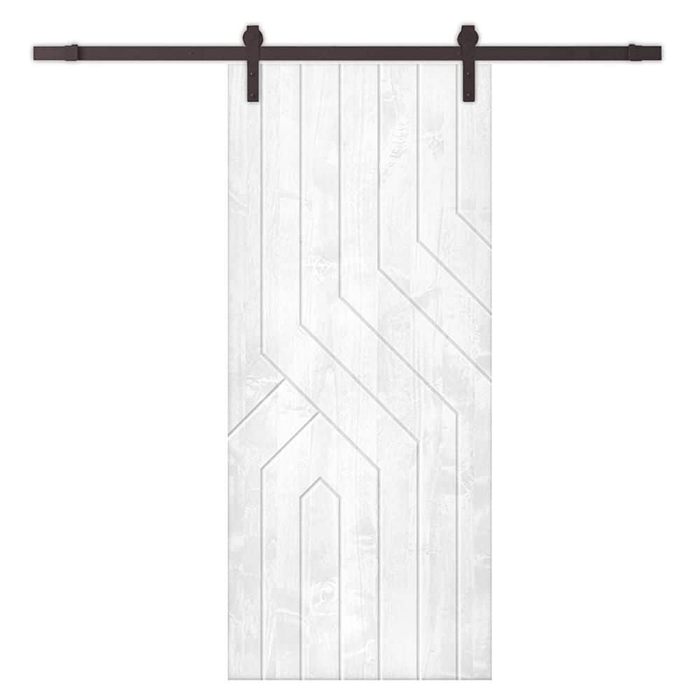 42 in. x 80 in. White Stained Pine Wood Modern Interior Sliding Barn Door with Hardware Kit price history on PriceWatchPro