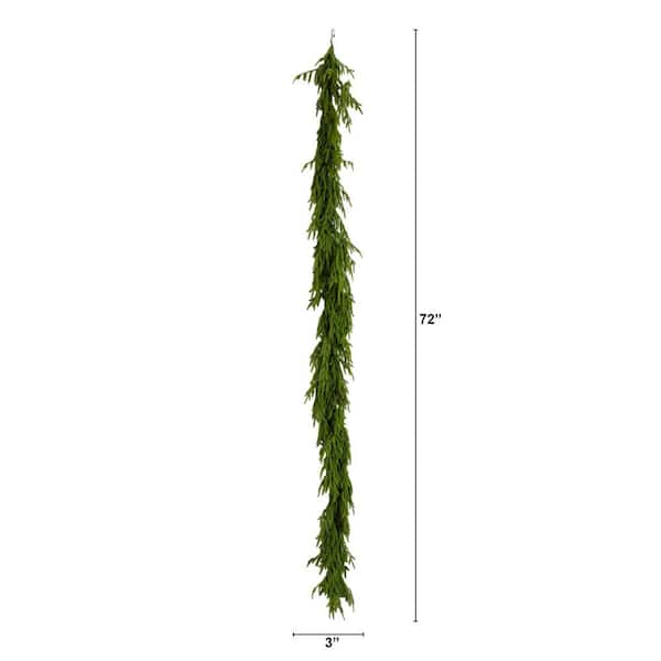 6 ft. Pre-Lit Artificial Real Touch Norfolk Island Pine Garland with 35-Warm White LED Lights and Natural Look