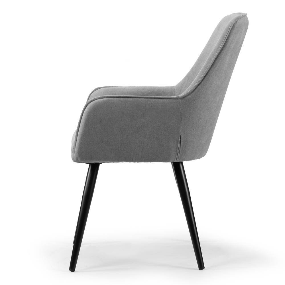 Gray Upholstered Arm Chair with Black Metal Legs