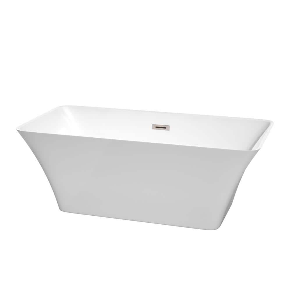 Tiffany 59" White Acrylic Freestanding Soaking Bathtub