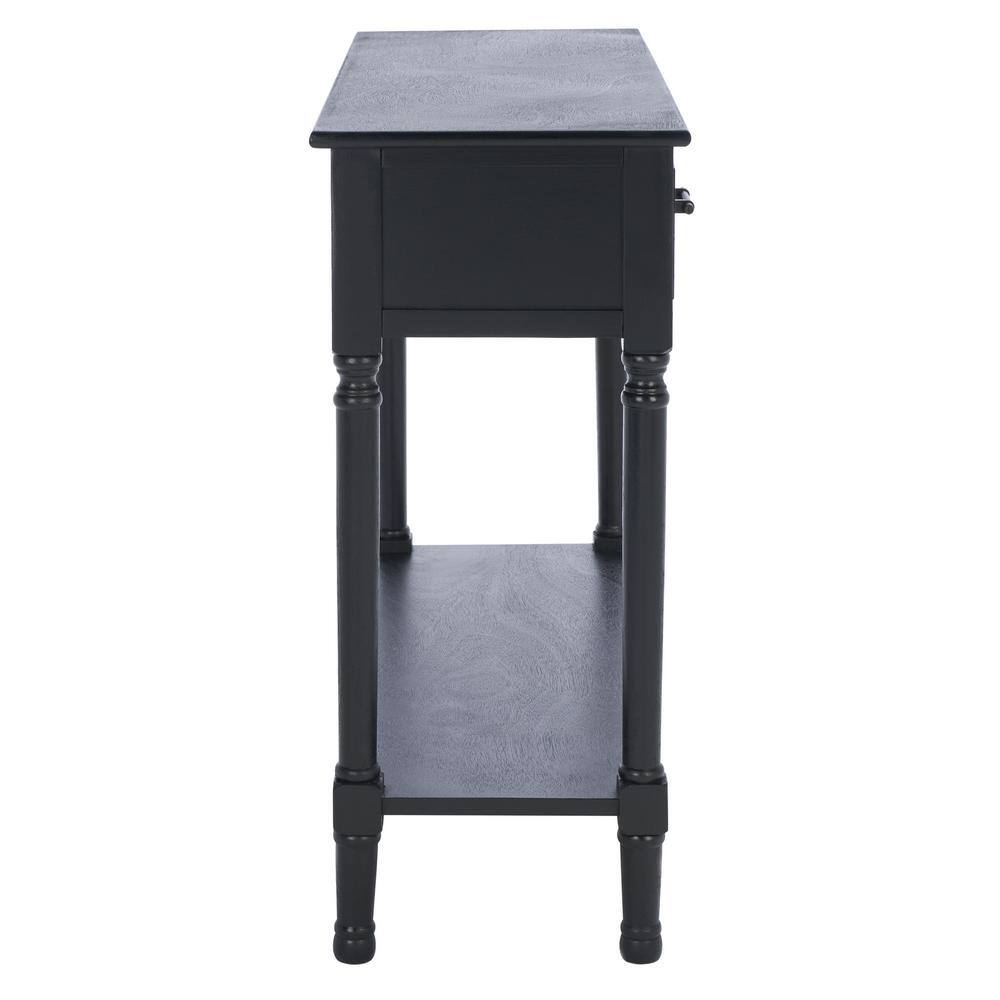 Peyton Black Wood and Metal Hallway Table with Storage