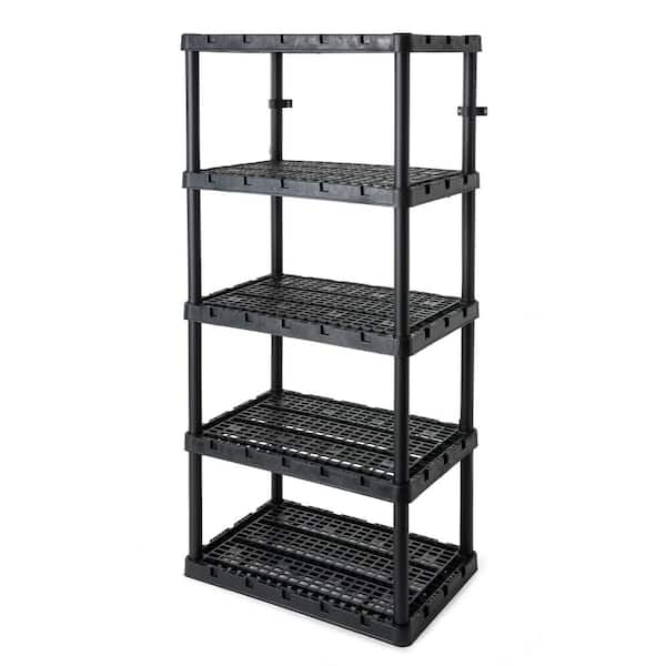 Gracious Living 4 Shelf Knect-A-Shelf Ventilated Light Duty Storage Unit, Black