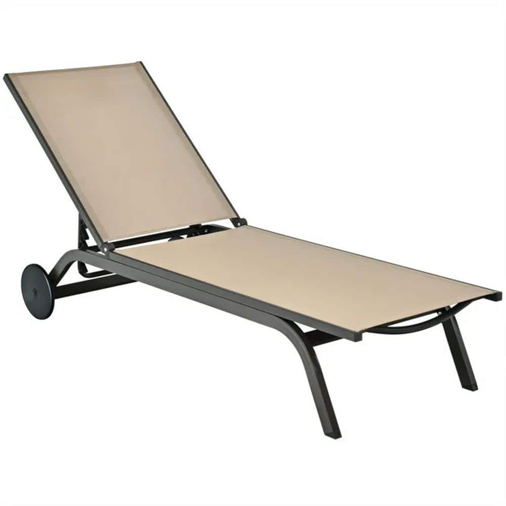 Brown Single Fabric Outdoor Lounger