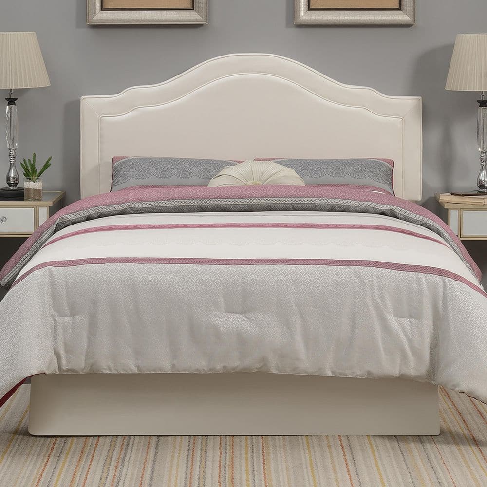 Cream Faux Leather Tufted Full/Queen Upholstered Headboard