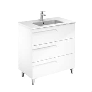 Vitale 32 in. W x 18 in. D 3-Drawers Vanity in White with White Basin