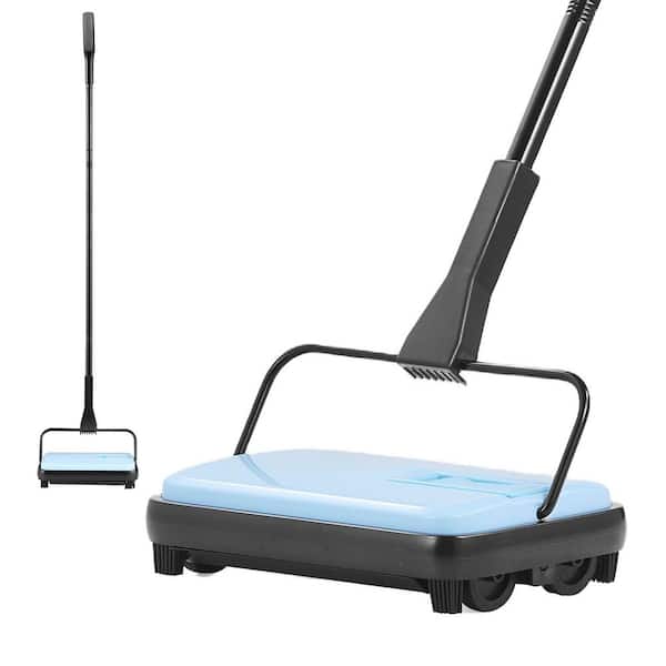 Blue Manual Cordless Carpet Sweeper-Pet Hair/Dust Cleaning Home Office