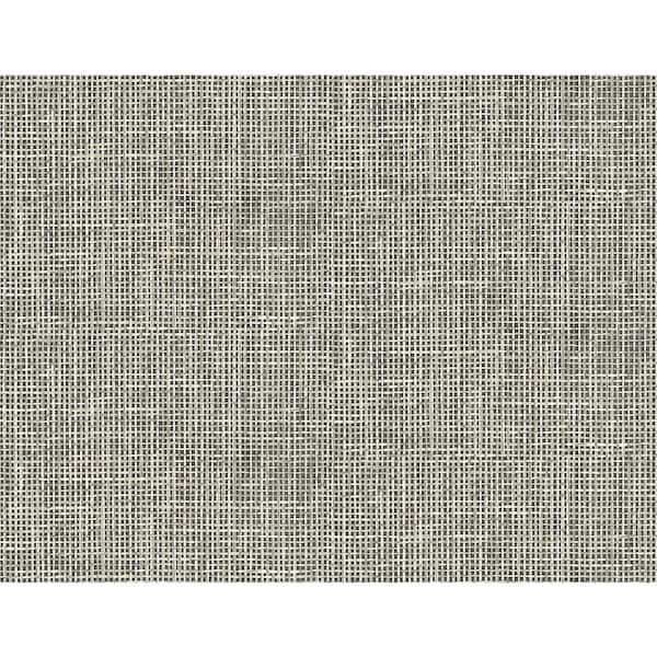Woven Summer Charcoal Grid Paper Strippable Roll (Covers 60.8 sq. ft.)