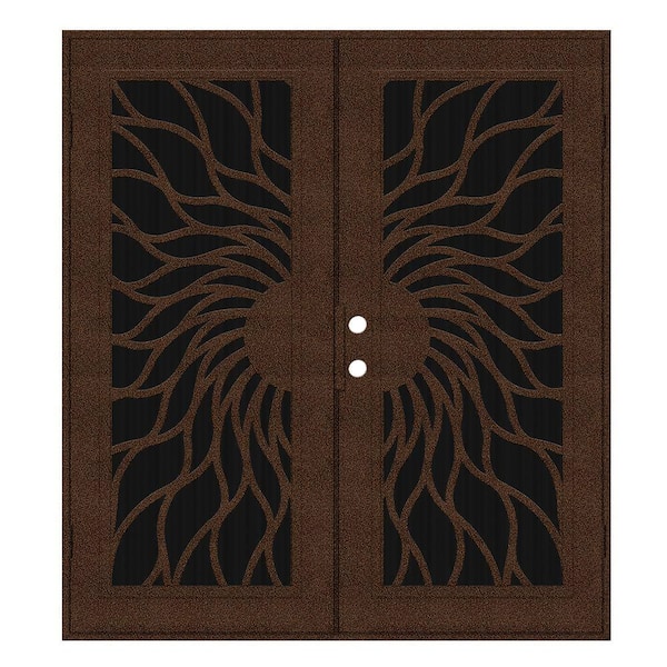 Unique Home Designs 72 in. x 80 in. Sunfire Copperclad Right-Hand Outswing Surface Mount Aluminum Security Door with Charcoal Insect Screen