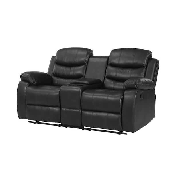 black leather two seater recliner