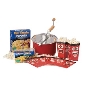 3-Piece Aluminum Red Popcorn Popper Set