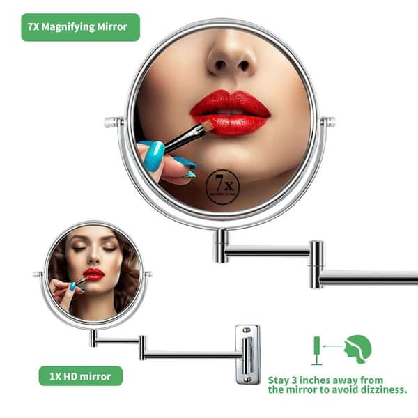 16.8 in. W x 12 in. H Wall Mount Two-Sided Magnifying Makeup Vanity Mirror in Chrome