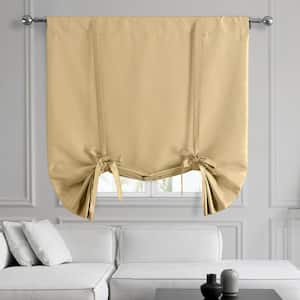 Butternut Gold Textured Faux Dupioni Silk 46 in. W x 63 in. L Room Darkening Rod Pocket Tie-Up Window Shade (1 Panel)
