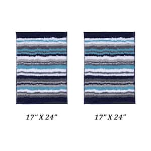 Griffie Collection 2-Piece Blue and Grey 100% Polyester 17 in. x 24 in., 17 in. x 24 in. Bath Rug Set