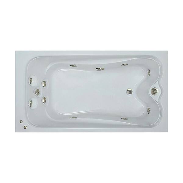 5 ft. Left Drain Drop-in Rectangular Whirlpool and Air Bath Tub in White with Tranquility Package 5 ft. Left Drain Drop-in Rectangular Whirlpool and Air Bath Tub in White with Tranquility Package