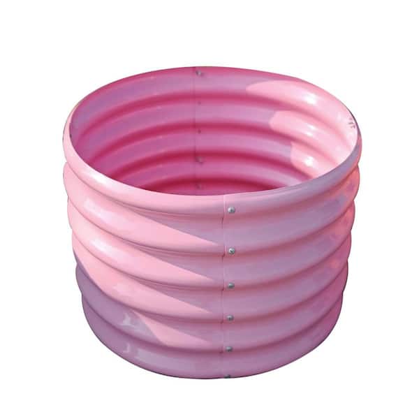 24 x 24 x 18 in. Pink Round Metal Raised Garden Beds for Planting Vegetables Flowers Herb (4-Pack)