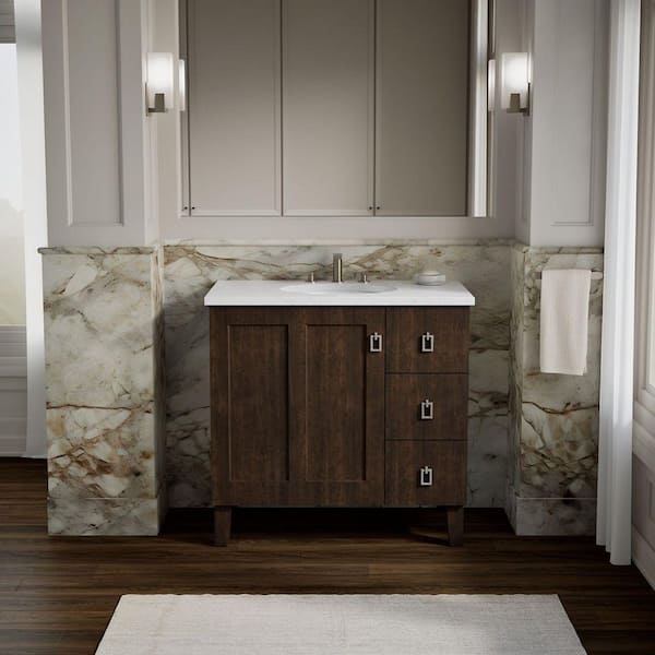 Poplin 36 in. W x 22 in. D x 35 in. H Bathroom Vanity Cabinet without Top in Claret Suede