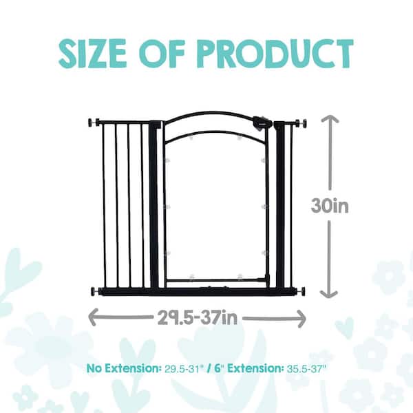 29.5 in. - 37 in. In Sight Clear Panel Baby Gate, Pressure Mounted, Black