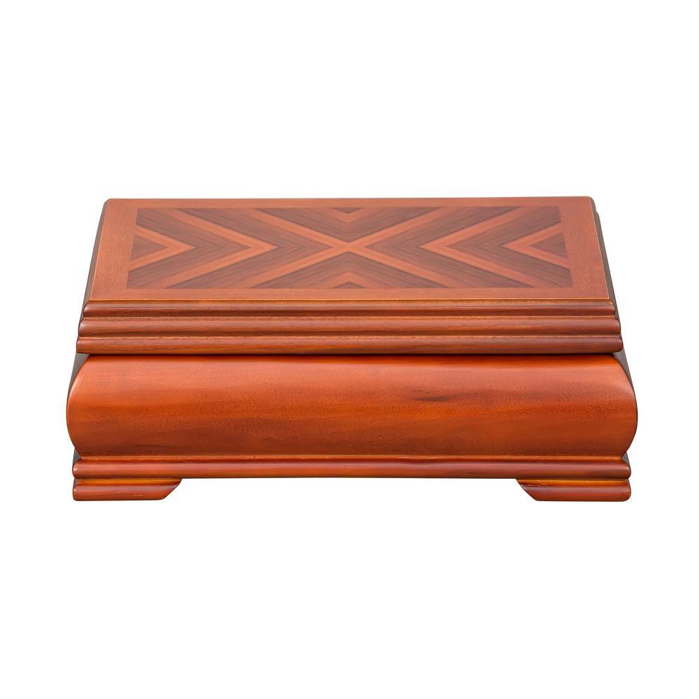 Walnut Lacquered Wooden Jewelry Box with Suede Interior
