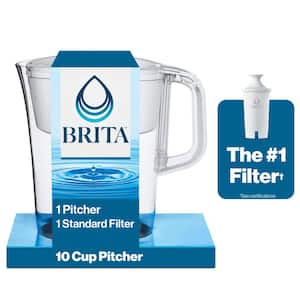 10-Cup Large Water Filter Pitcher in White with 1 Standard Filter