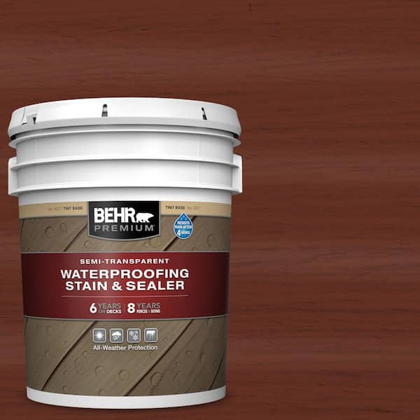 BEHR PREMIUM 5 gal. #ST-118 Terra Cotta Semi-Transparent Waterproofing Exterior Wood Stain and Sealer