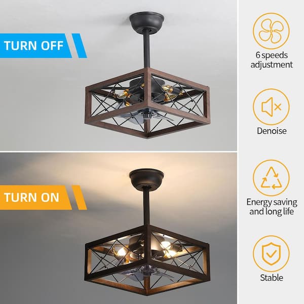 18 in. Black Indoor Farmhouse Caged Ceiling Fan with Light Downrod Mount Ceiling Fan with Remote Control, Bulbs Included