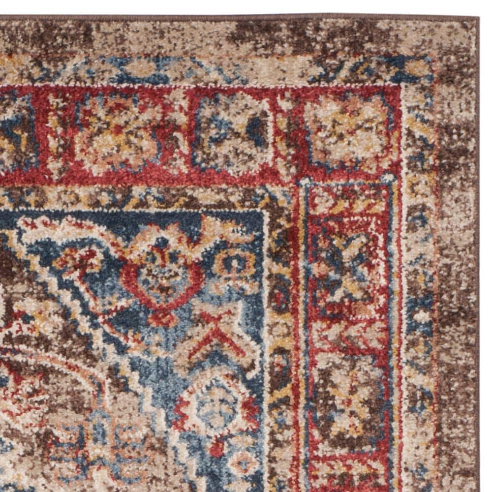 Bijar 8' x 10' Blue and Brown Floral Wool Area Rug