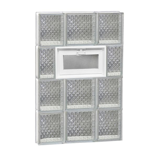 Clearly Secure 19.25 in. x 31 in. x 3.125 in. Frameless Diamond Pattern Vented Glass Block Window