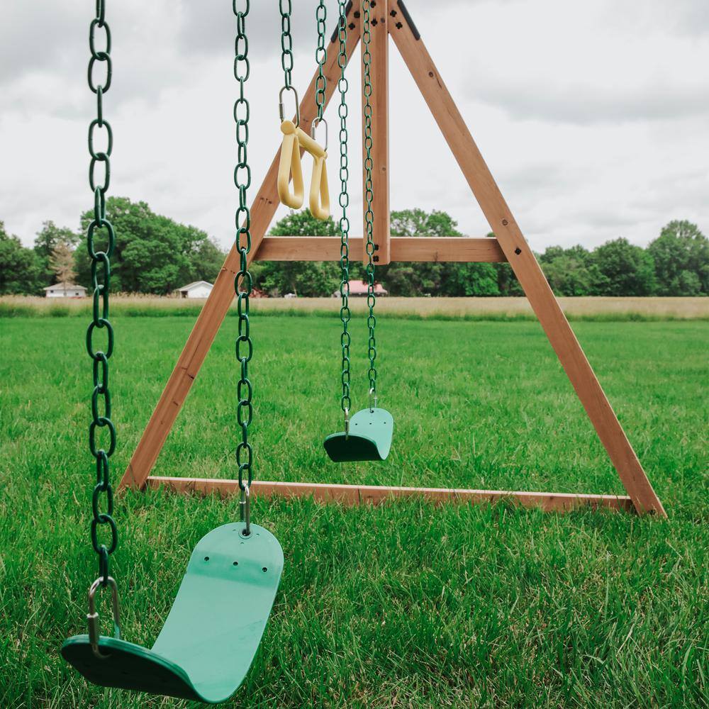 Sterling Point Wooden Swing Set with Yellow Slide