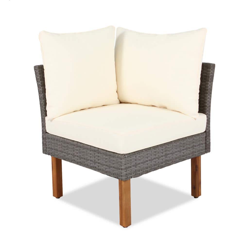 9-Piece Beige Wicker Patio Sofa Set with Iron Frame
