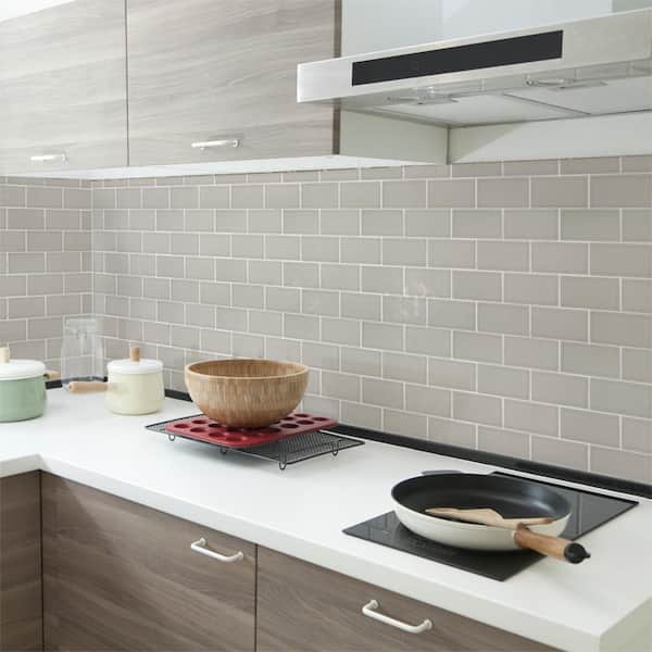 Weather Grey 3 in. x 6 in. Subway Glossy Ceramic Wall Tile (12.5 sq. ft./Case)