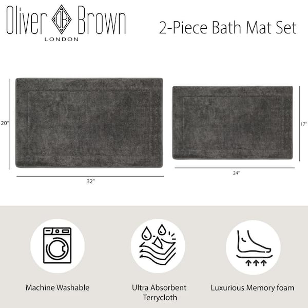 Truly Soft Memory Foam Grey 32 in. x 20 in. Polyester 2-Piece Bath