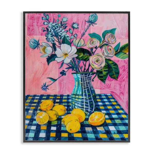 Stupell Industries Summer Table Bouquet by LSR Design Studio Black Framed Nature Giclee Art Print 20 in. x 16 in.