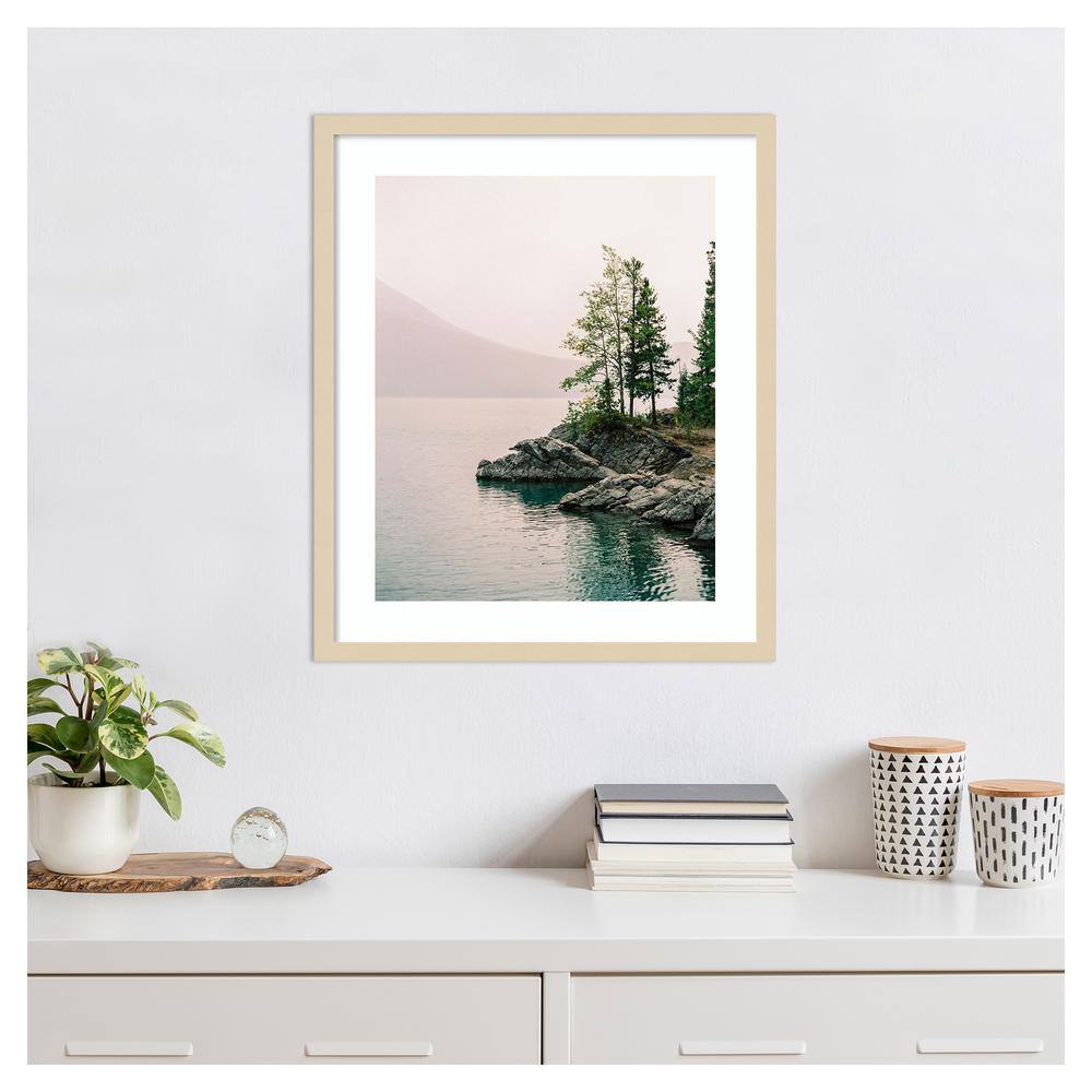 Smoky Lake Day Natural Wood Framed Scenic Landscape Print