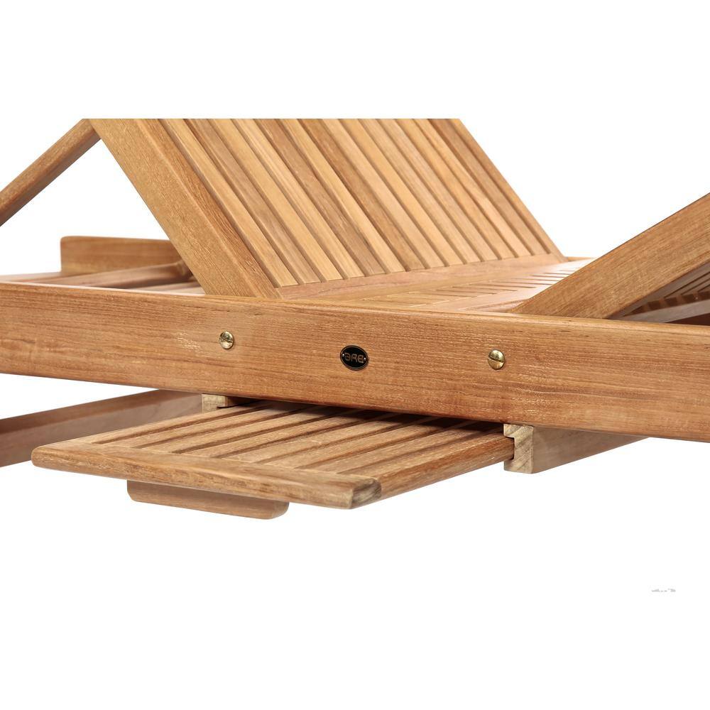 Adjustable Teak Armless Outdoor Chaise Lounger