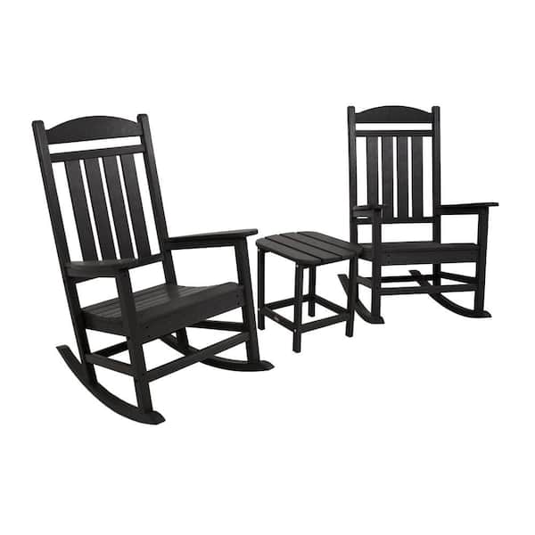 Presidential Black 3-Piece Patio Rocker Set