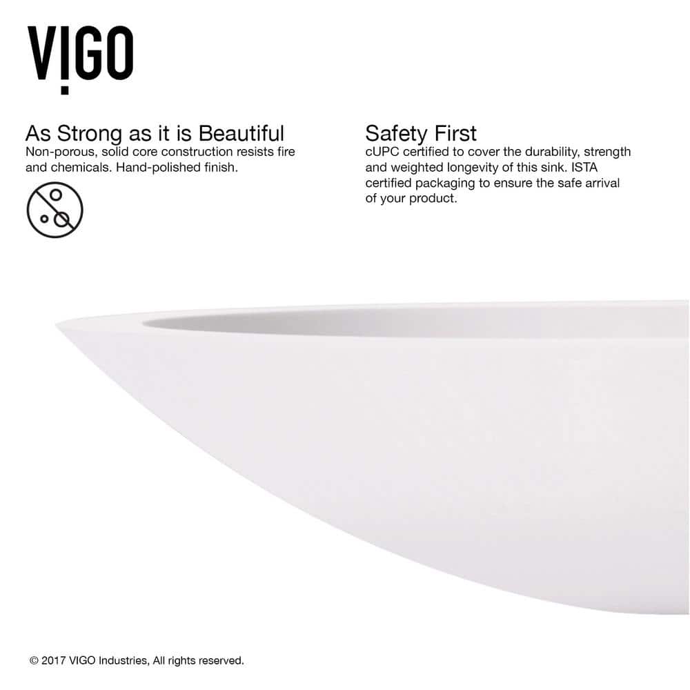 Wisteria 23" White Stone Oval Vessel Sink with Faucet