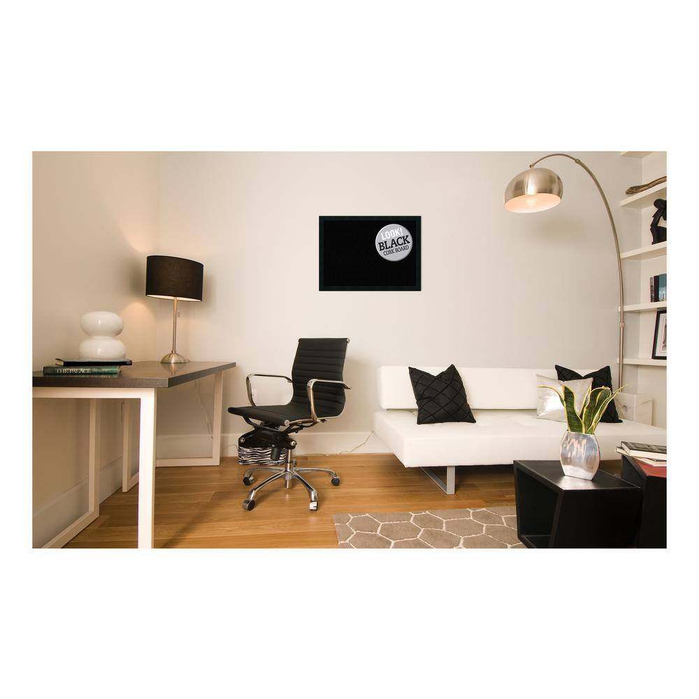 Mezzanotte Black Wood Framed Cork Bulletin Board, 30 x 22 Inches