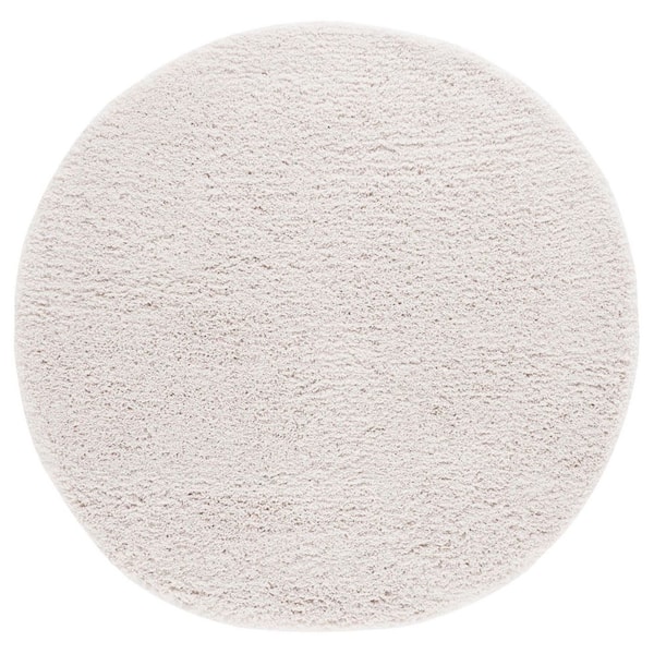 Luxe Shag 6 ft. x 6 ft. White Solid Round Area Rug